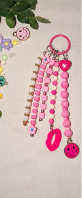 Pink Beaded Bag Charm | Heart & Lips Purse Charm | Kawaii Keychain | Cute Backpack Accessory | Coquette Gift for Teen Girls