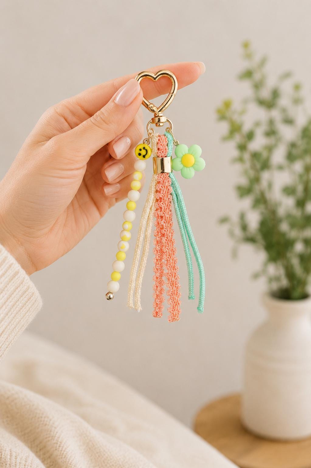 Pastel Beaded Bag Charm | Kawaii Purse Charm | Cute Backpack Accessory | Colorful Keychain | Handmade Gift for Teen Girls
