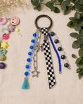 Blue Kawaii Bag Charm | Cute Backpack Charm | Beaded Purse Charm | Aesthetic Keychain | Checkerboard Bag Charm | Gift for Teen Girls
