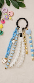 Pastel Heart & Smiley Beaded Bag Charm | Kawaii Purse Charm | Cute Backpack Accessory | Handmade Keychain | Gift for Teen Girls
