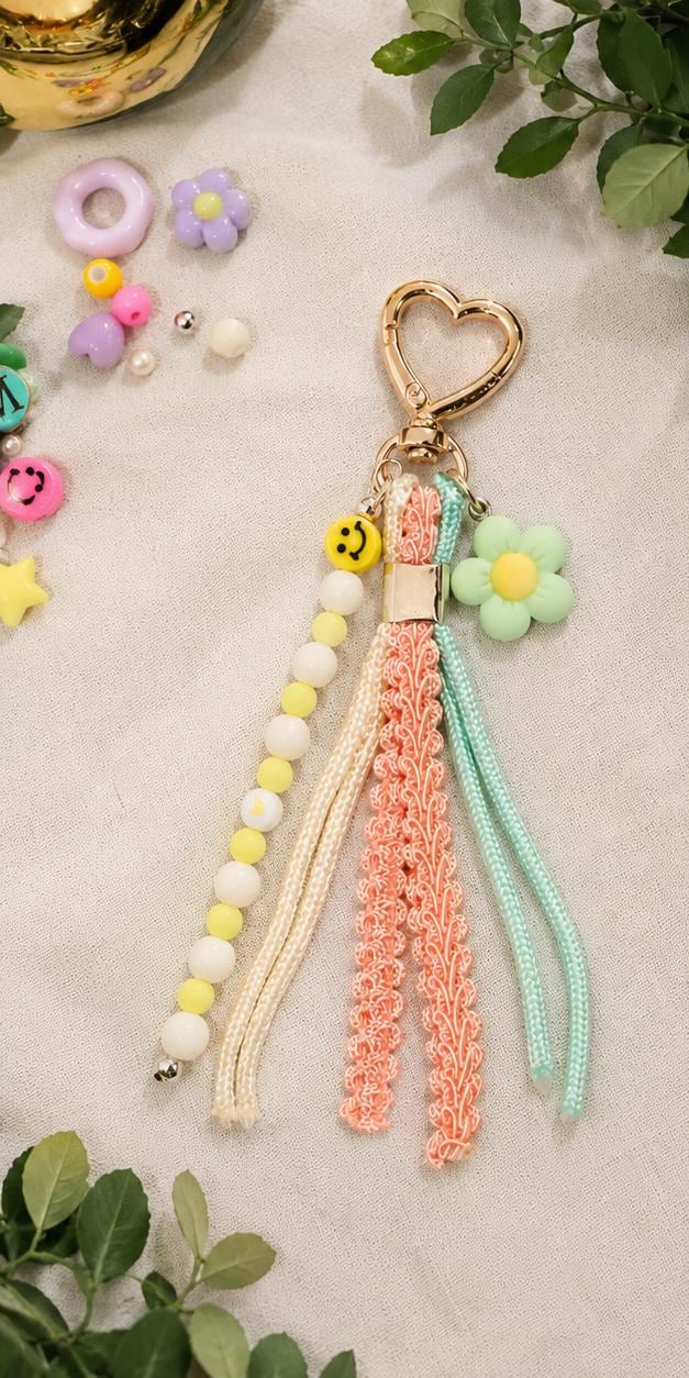 Pastel Beaded Bag Charm | Kawaii Purse Charm | Cute Backpack Accessory | Colorful Keychain | Handmade Gift for Teen Girls