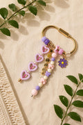 Purple Beaded Bag Charm | Lavender Heart Purse Charm | Pastel Kawaii Keychain | Cute Backpack Accessory | Gift for Teen Girls