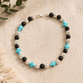 Turquoise Cross Beaded Necklace | Christian Stretch Necklace | Handmade Faith Jewelry | Baptism | Confirmation Gift