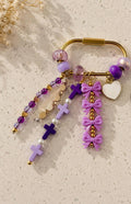 Purple Cross Bag Charm | Christian Purse Charm | Coquette Beaded Keychain | Faith Backpack Charm | Handmade Gift for Her
