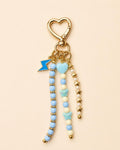 Blue Bag Charm, Lightning Bolt Keychain, Beaded Purse Charm, Backpack Charm, Heart Keychain, Butterfly Bag Accessory