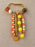 Pumpkin Bag Charm, Orange Yellow Beaded Purse Accessory, Fall Keychain