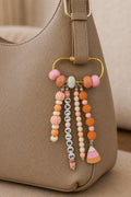 Fall Vibes Bag Charm, Beaded Purse Accessory, Pumpkin Candy Corn Keychain